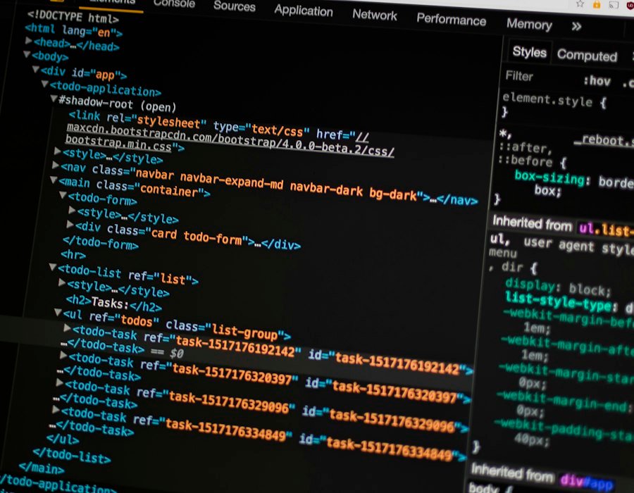 Task manager web application shown in browser devtools
