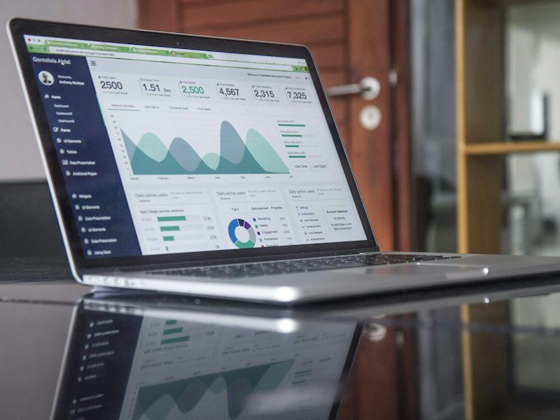 Laptop showing an analytics dashboard